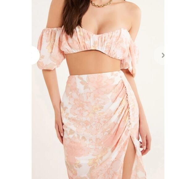 New Free People RUMER Isola Set $488 XL-US 10  Pink Floral ON/OFF THE SHOULDER - Picture 10 of 10